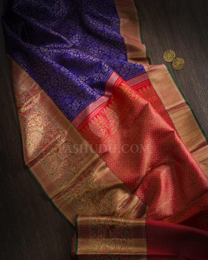 Royal Blue Gold Zari Tissue Kanjivaram Silk Saree-SP515