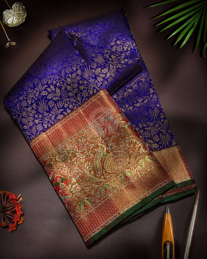 Royal Blue Gold Zari Tissue Kanjivaram Silk Saree-SP515