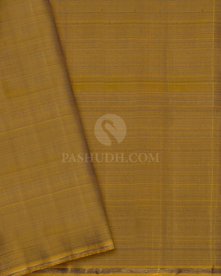 Bottle Green Pure Zari Borderless Kanjivaram Silk Saree-SP493
