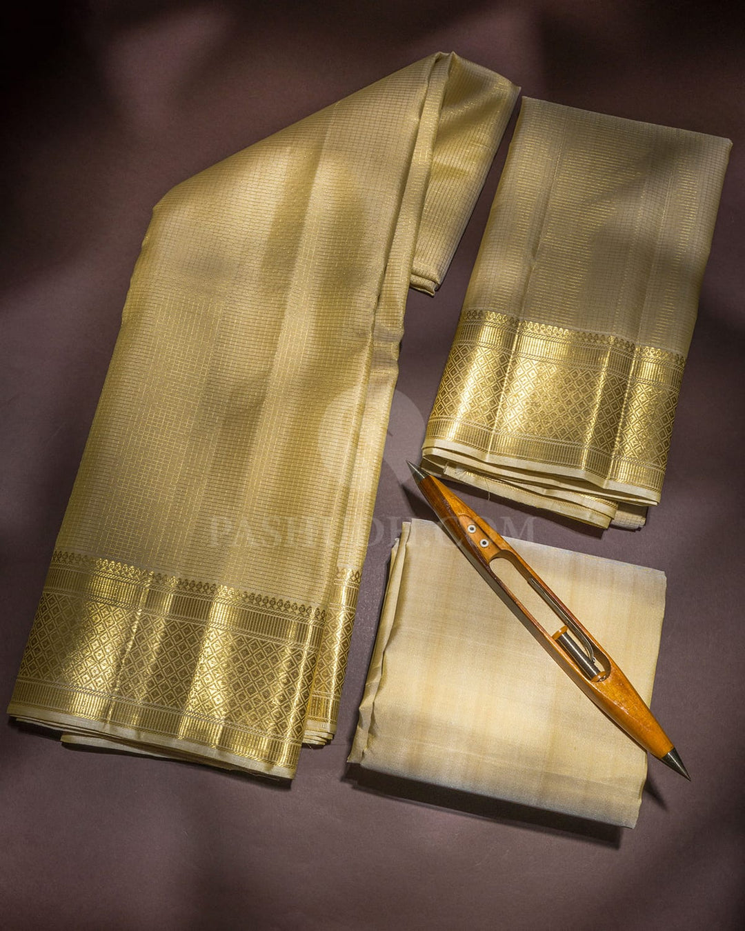 Beige Vairaoosi Dhothi Angavastram With Shirt-V73