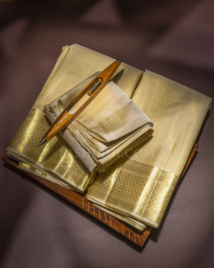 Beige Vairaoosi Dhothi Angavastram With Shirt-V73