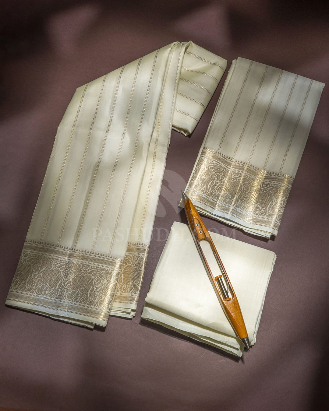 Half White Dhothi Angavastram With Shirt-V69