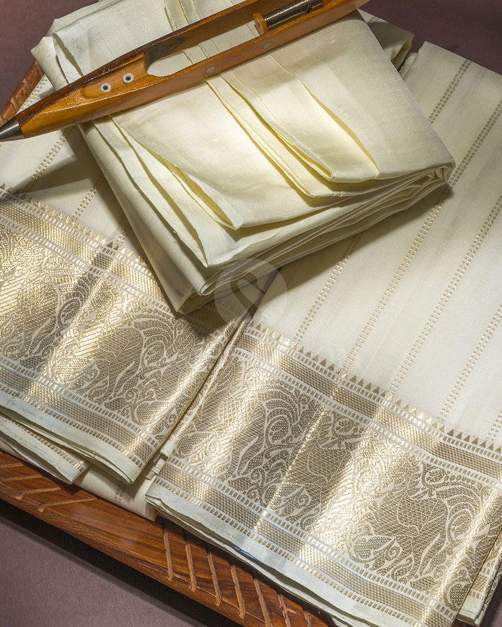 Half White Dhothi Angavastram With Shirt-V69