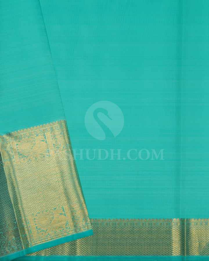 ROYAL  BLUE AND SKY BLUE BRIDAL  KANJIVARAM SILK  SAREE - RD4