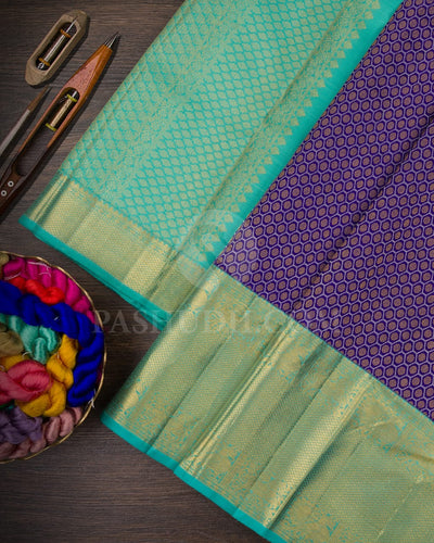 ROYAL  BLUE AND SKY BLUE BRIDAL  KANJIVARAM SILK  SAREE - RD4