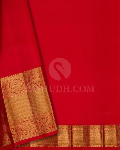 RADIANT  RED KANJIVARAM  SILK SAREE - RD3