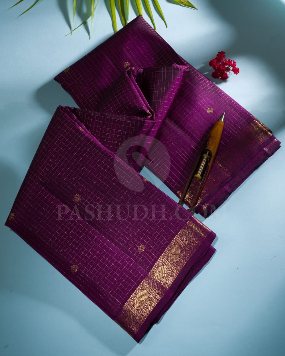 Deep Plum Pure Kanjivaram Silk Saree-SP123
