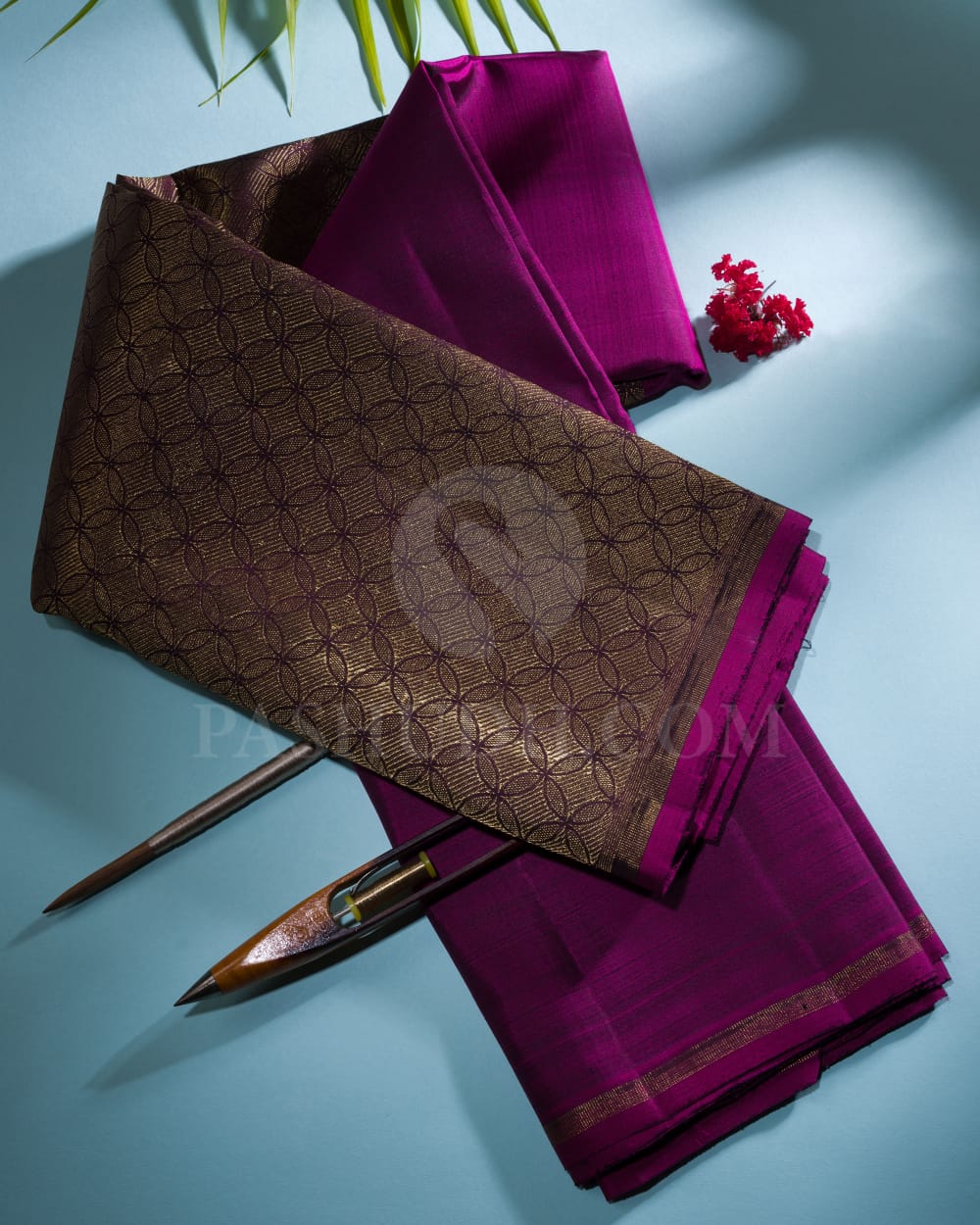 Magenta And Burgundy Pure Kanjivaram Silk Saree-SP109