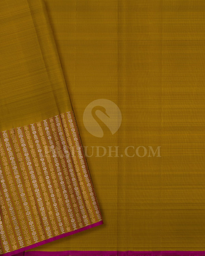 Metallic Bronze With Mustard Yellow Kanjivaram Silk Saree-S1171(B)