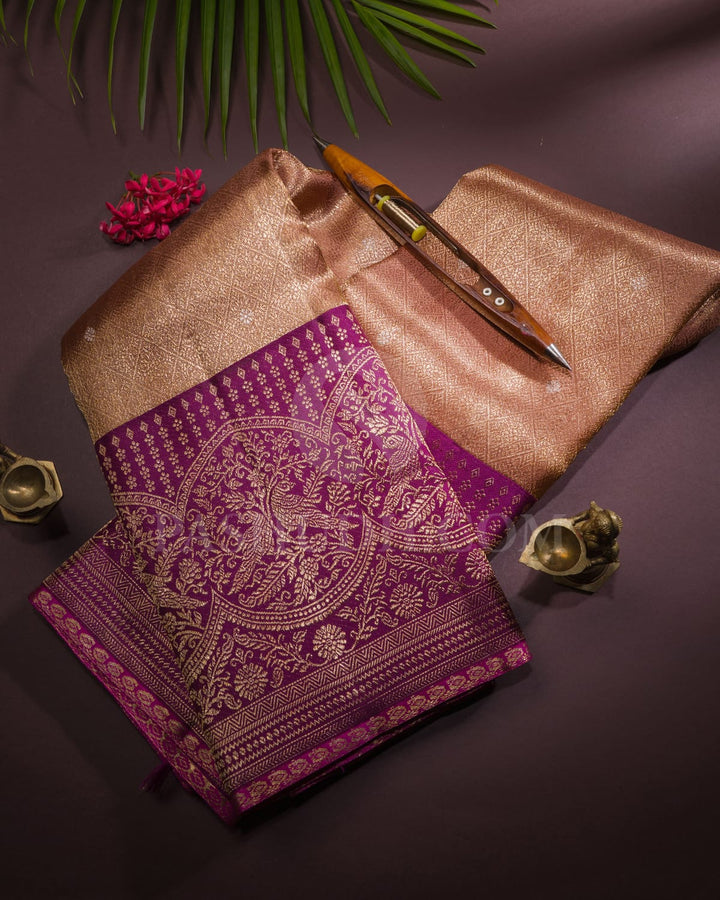 Gold And Violet Tissue Kanjivaram Silk Saree - S1278(A)