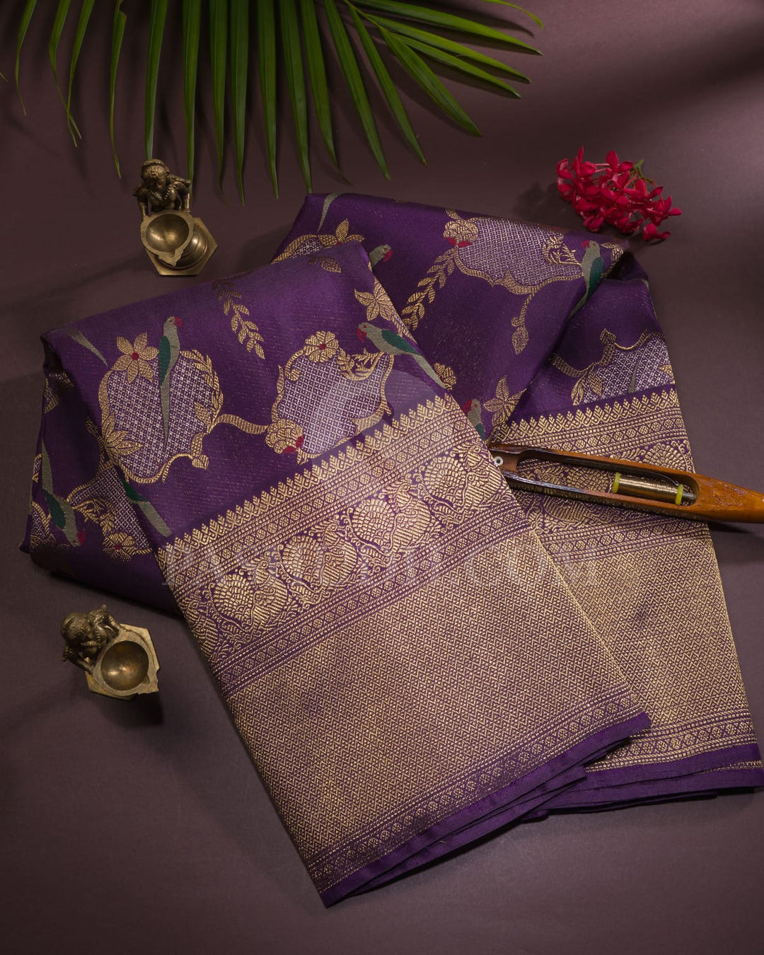 Violet Pure Zari Kanjivaram Silk Saree - P164(A)