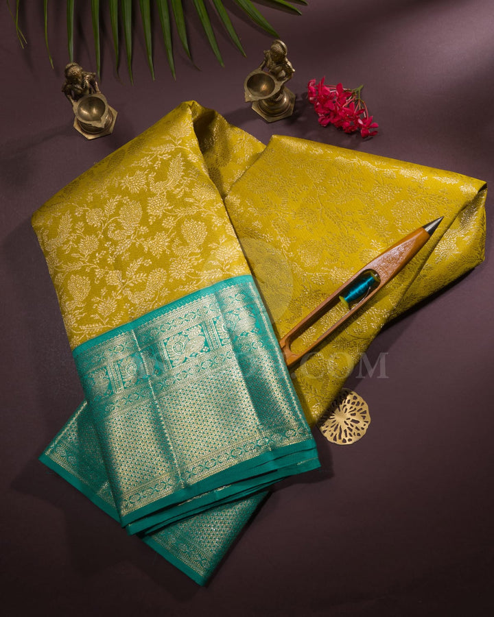 Parrot Green And Turquoise Kanjivaram Silk Saree - S1151(A)