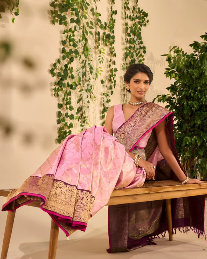 Lilac And Royal Purple Kanjivaram Silk Saree-S1466(B)