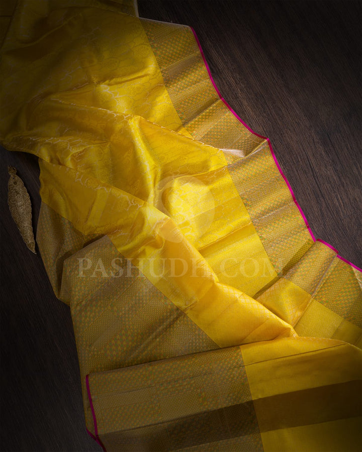 Bright Yellow Kanjivaram Silk Saree-DJ352(F)