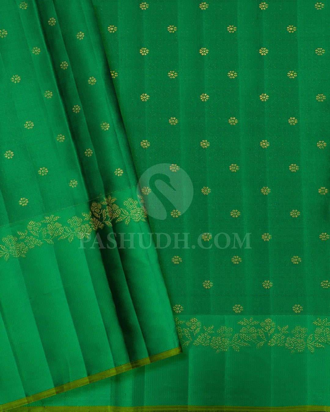 Dark Green With Parrot Green Kanjivaram Silk Saree-D670(A)