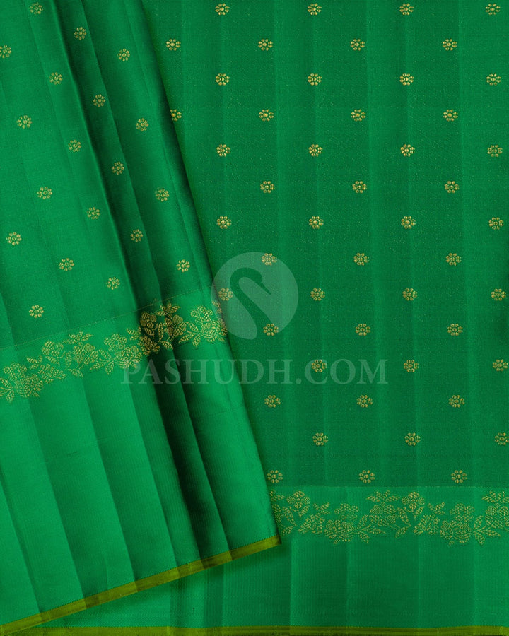 Dark Green With Parrot Green Kanjivaram Silk Saree-D670(A)
