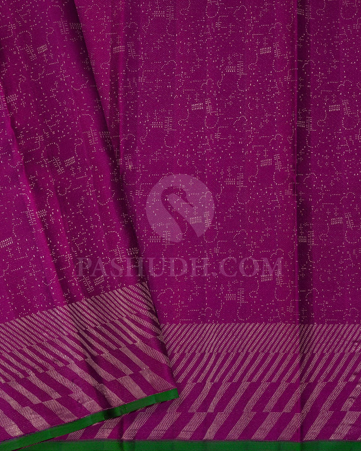 Raspberry Pink With Violet Kanjivaram Silk Saree-D674(A)