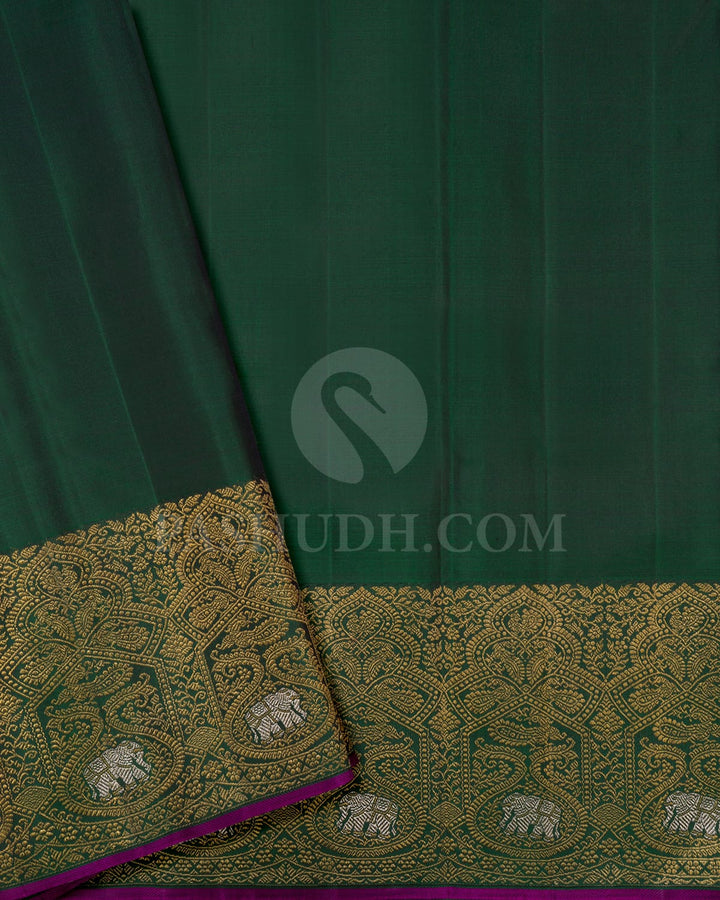 Mango Yellow And Dark Green Kanjivaram Silk Saree-S1321(H)