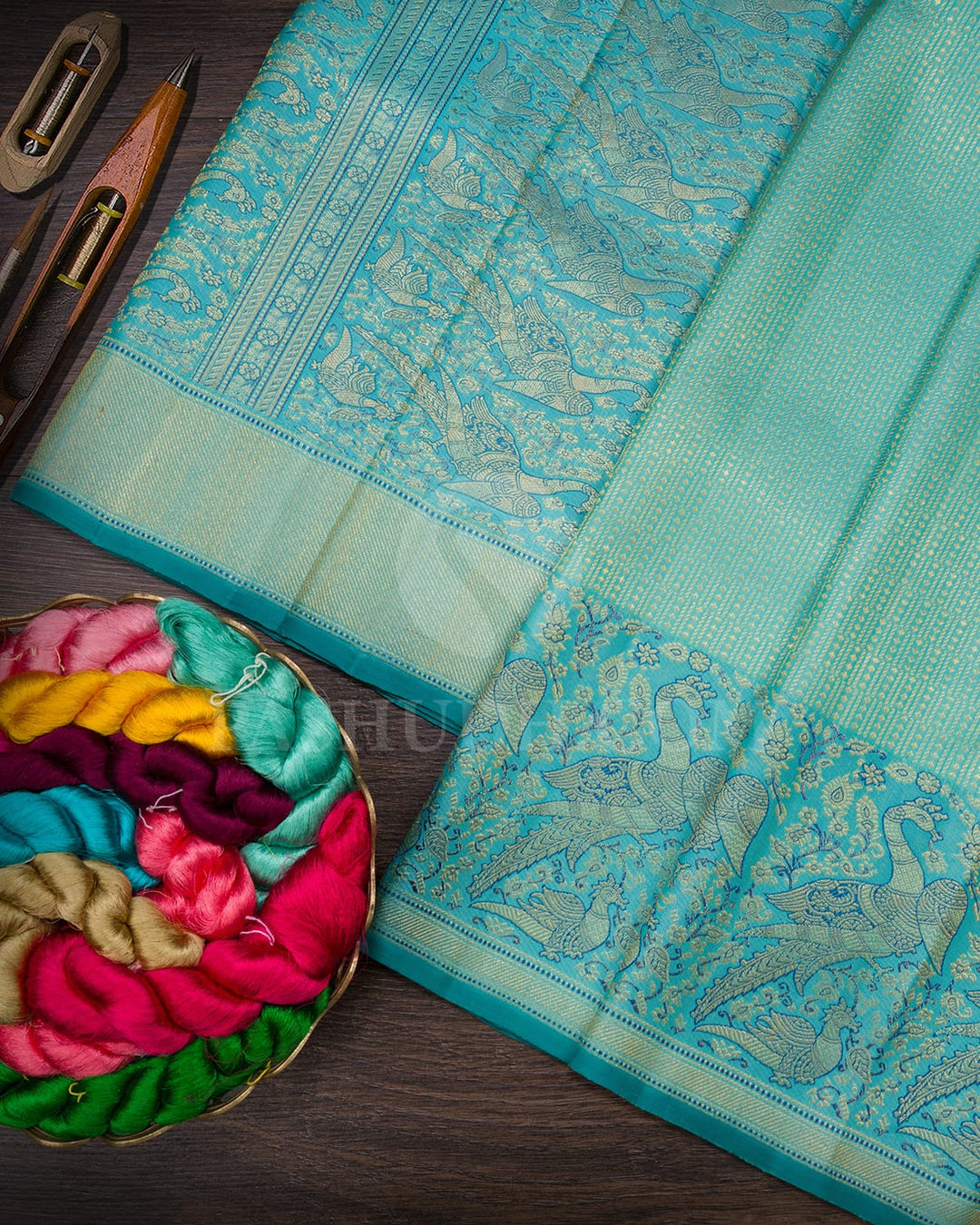 Sky Blue Bridal Kanjivaram Silk Saree-S1557(E)