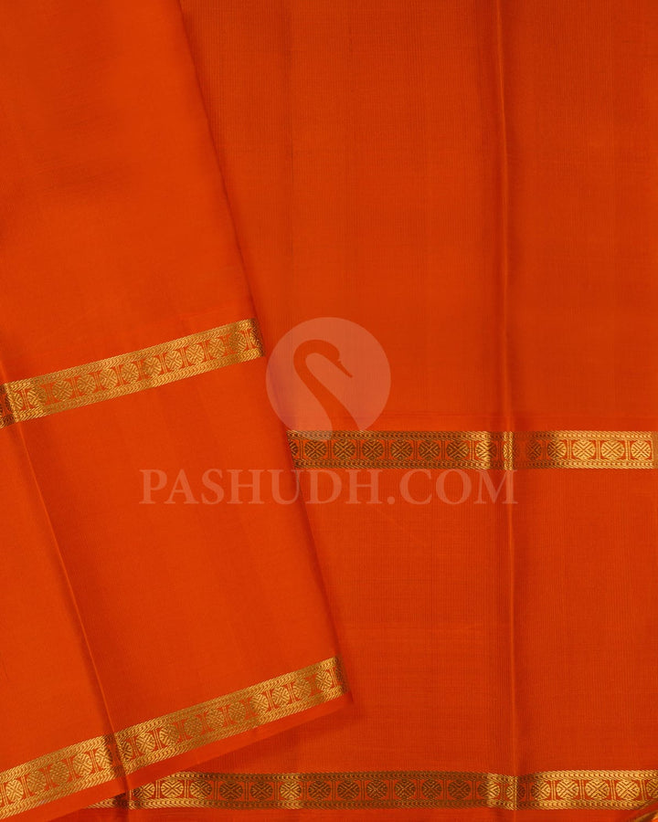 Pista Green With Orange Kanjivaram Silk Saree-SP400