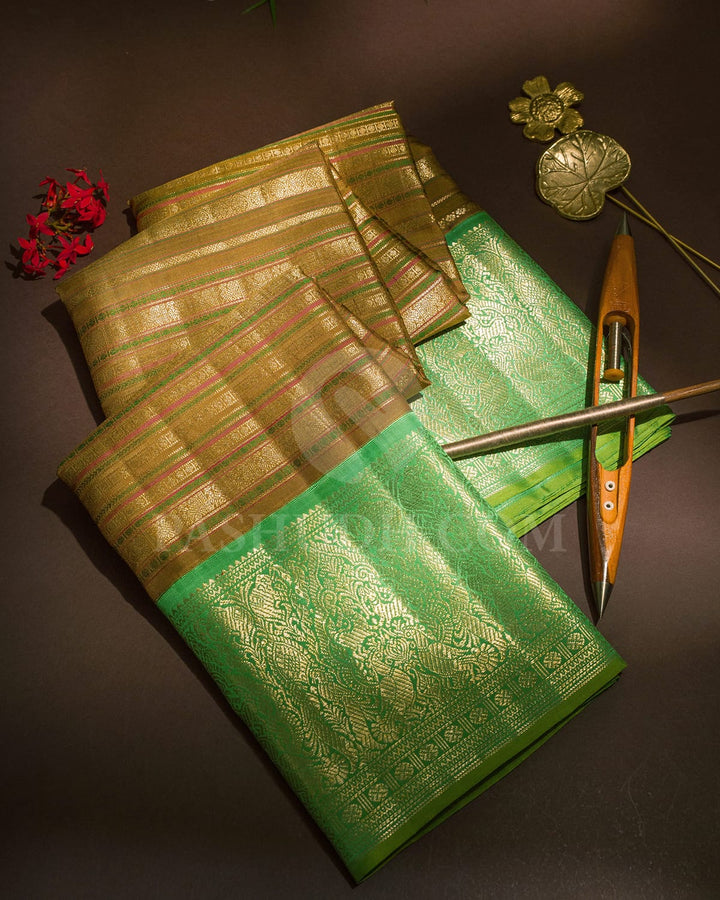 Willow Green Traditional Kanjivaram Silk Saree-S1203(F)