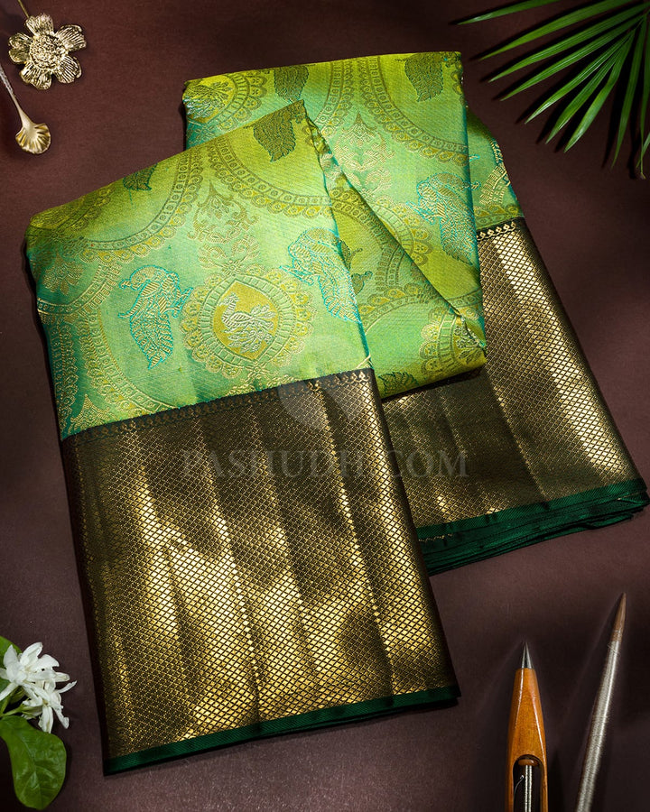 Parrot Green Pure Zari Traditional Kanjivaram Silk Saree-P223(A)