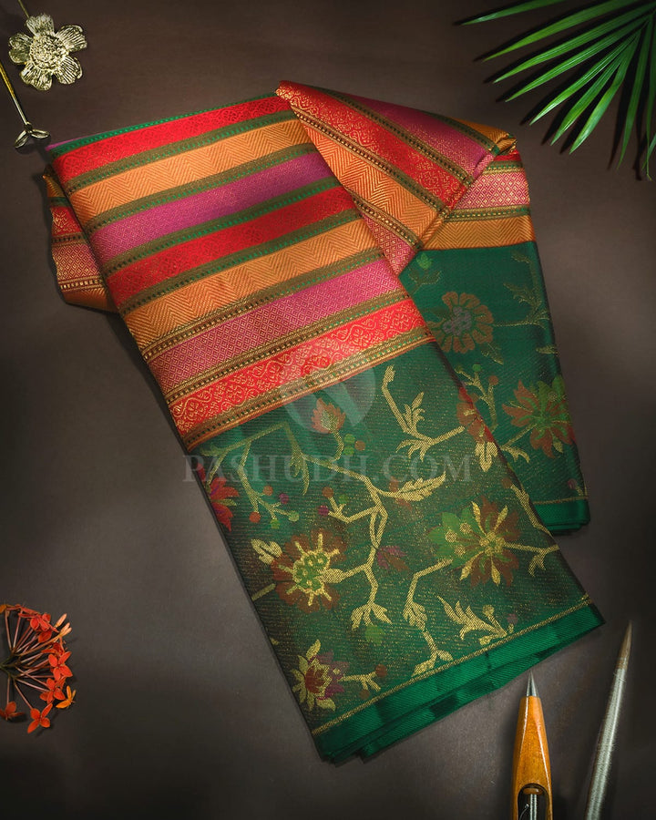 Multicolored Pure Zari Paithani Kanjivaram Silk Saree-P197(C)