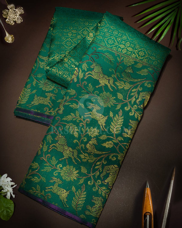 Forest Green Vanasingaram Kanjivaram Silk Saree-S1503(J)
