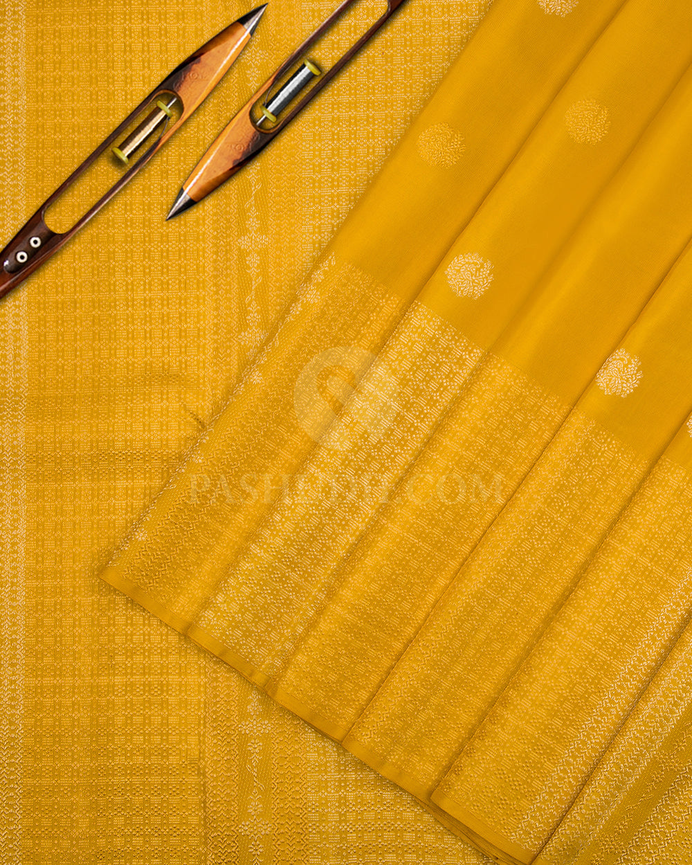 Mango Yellow Kanjivaram Silk Saree - S560 - View 1