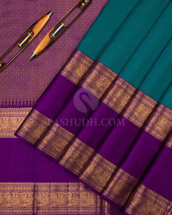 Blue and Violet Kanjivaram Silk Saree - D401- D401 View 2