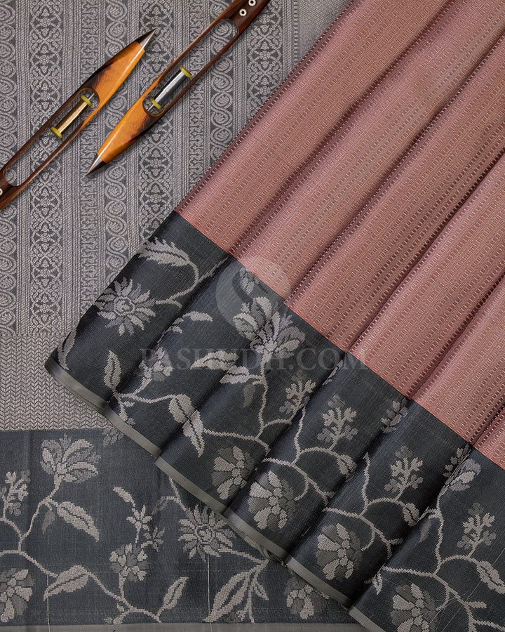 Old Rose and Deep Grey Kanjivaram Silk saree - DT180 View 2