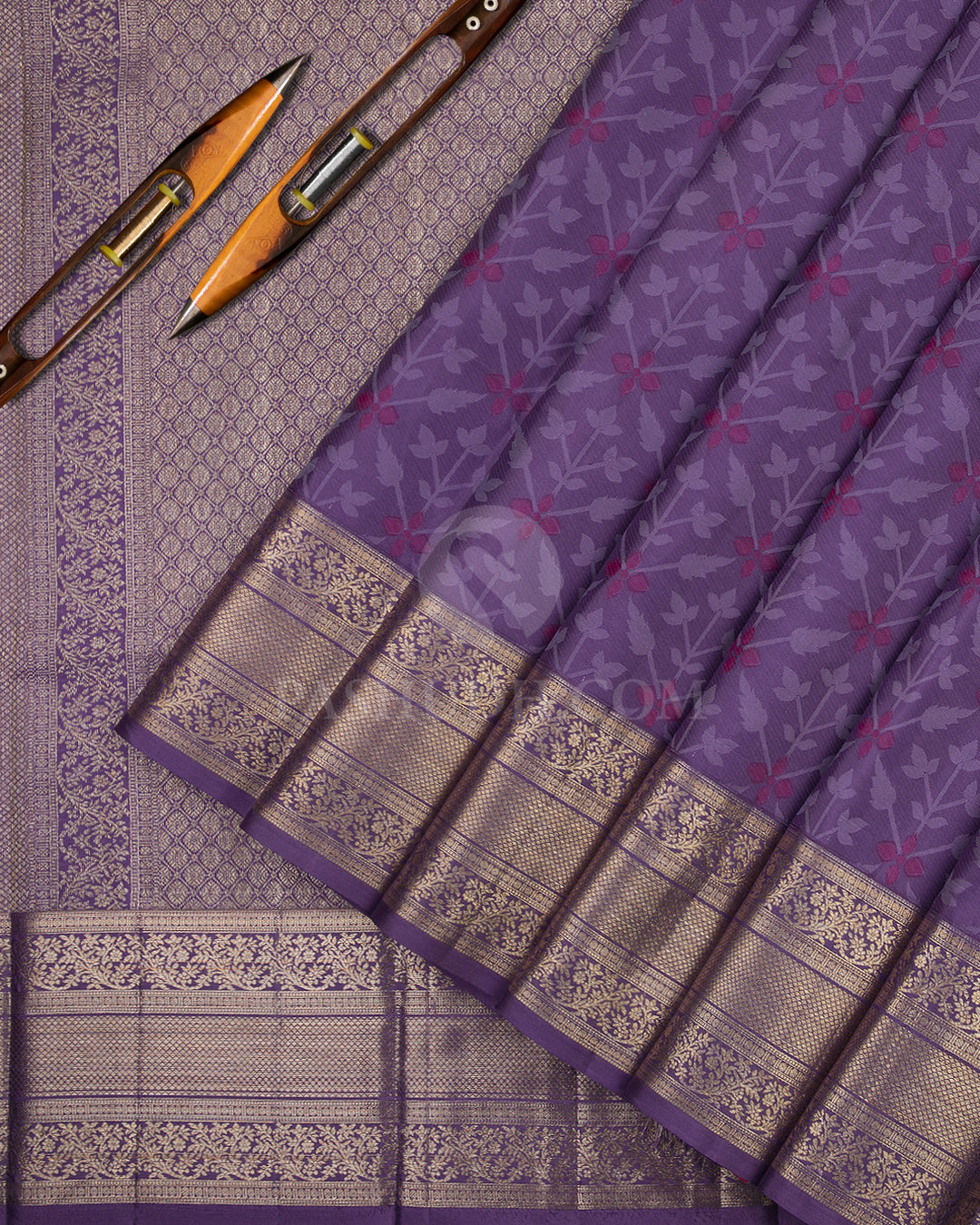 Mauve Kanjivaram Silk Saree - DJ174 - View 2