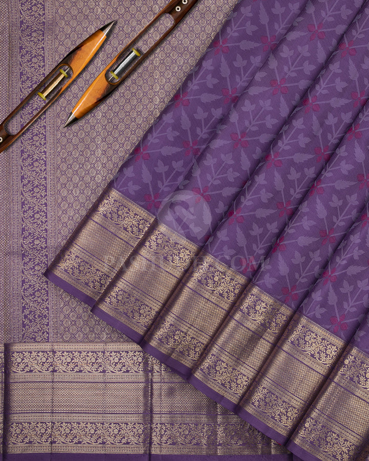 Mauve Kanjivaram Silk Saree - DJ174 - View 2