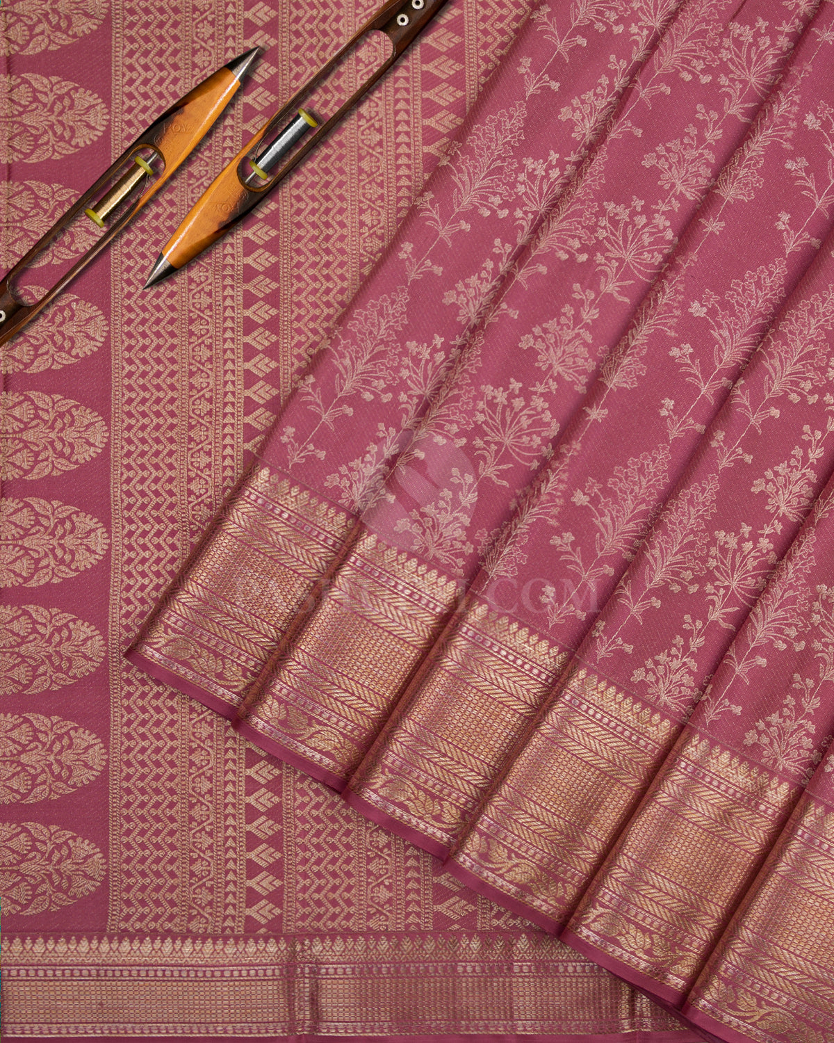 Rouge Pink Kanjivaram Silk Saree - D411 - View 2