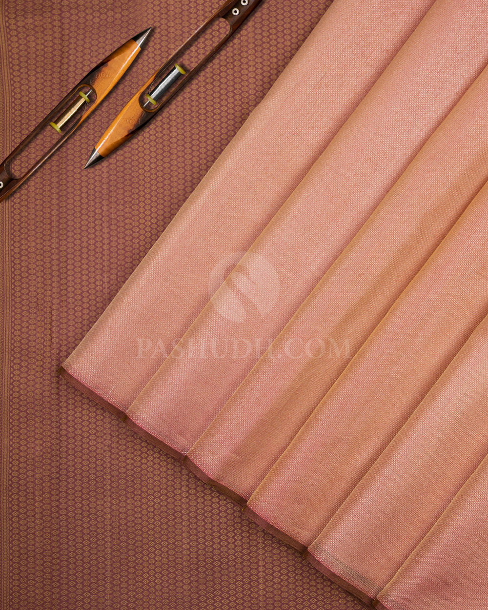 Gold and Chocolate Brown Kanjivaram Silk Saree - DJ166 - View 2