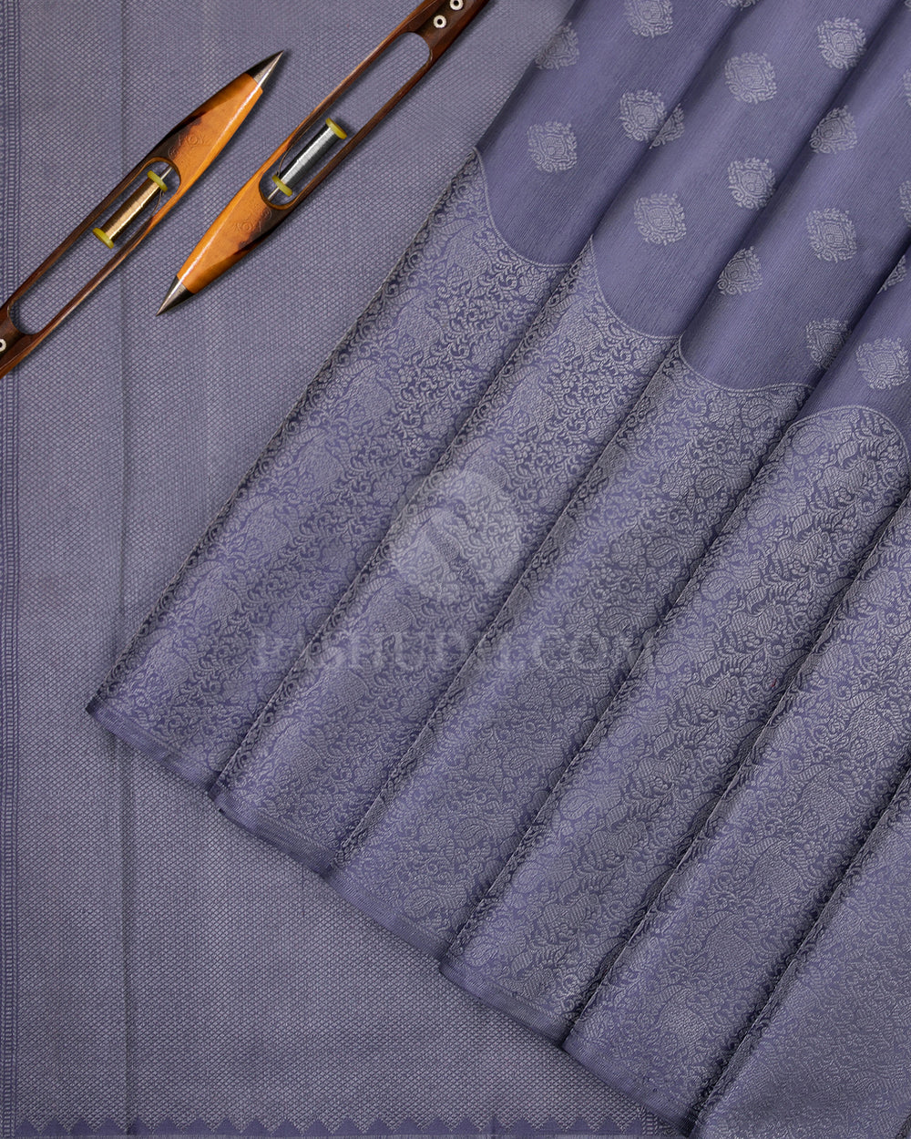 Silver Grey Kanjivaram Silk Saree - D412 - View 2