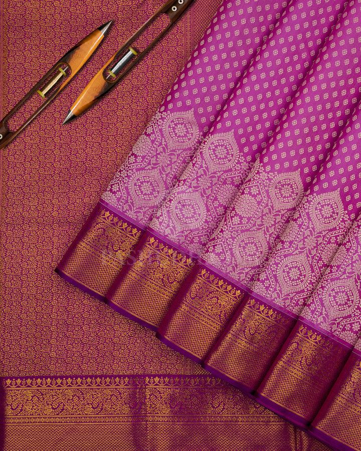 Pastel Violet and Deep Violet Kanjivaram Silk Saree - D404 -View 2