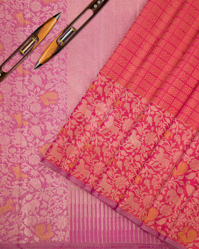 Punch Pink Pure Zari Kanjivaram Silk Saree - S651 - View 2