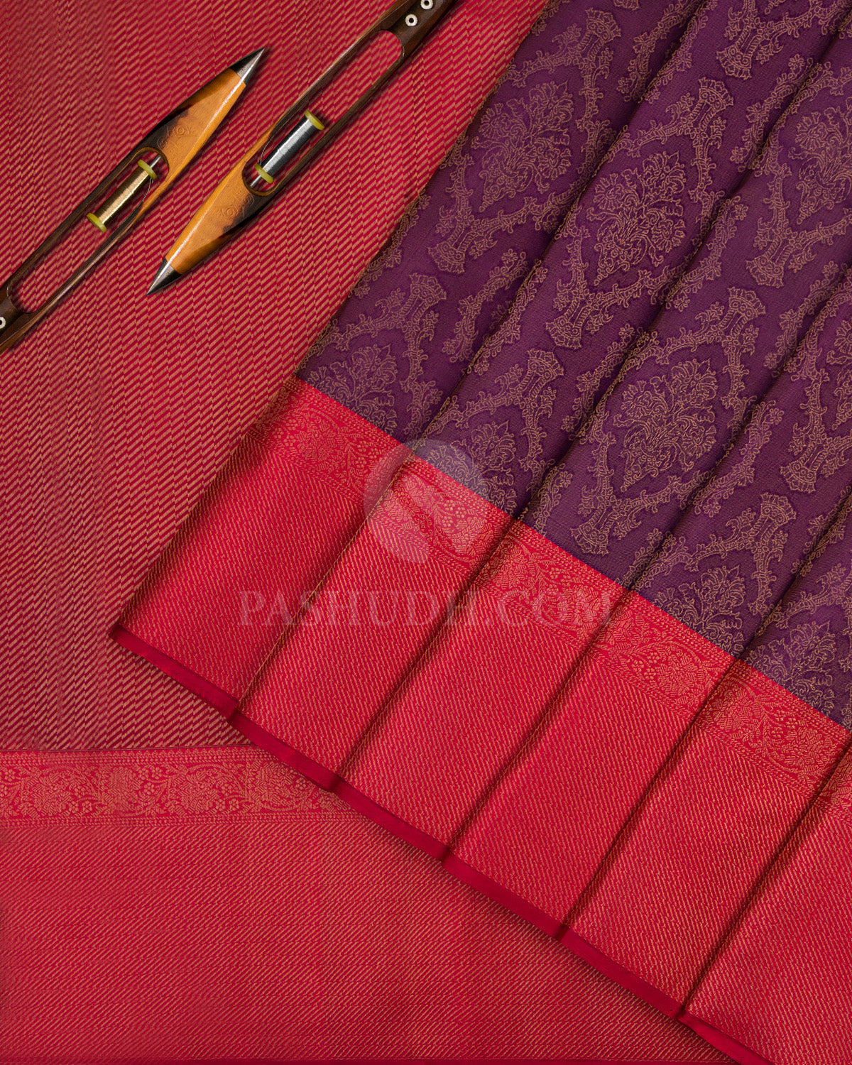 Purple Kanjivaram Silk Saree - D420 - View 2