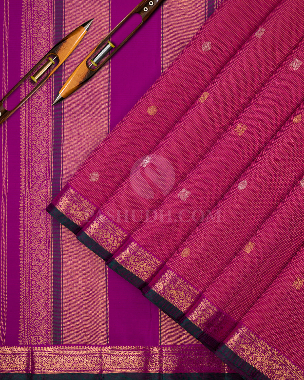 Pink and Magenta  Kanjivaram Silk Saree - S635 - View 2