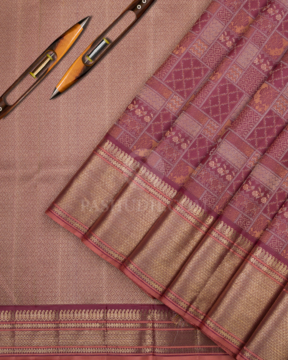Mauve Kanjivaram Silk Saree - DJ170 - View 2