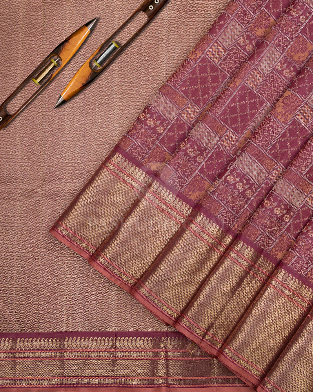 Mauve Kanjivaram Silk Saree - DJ170 - View 2