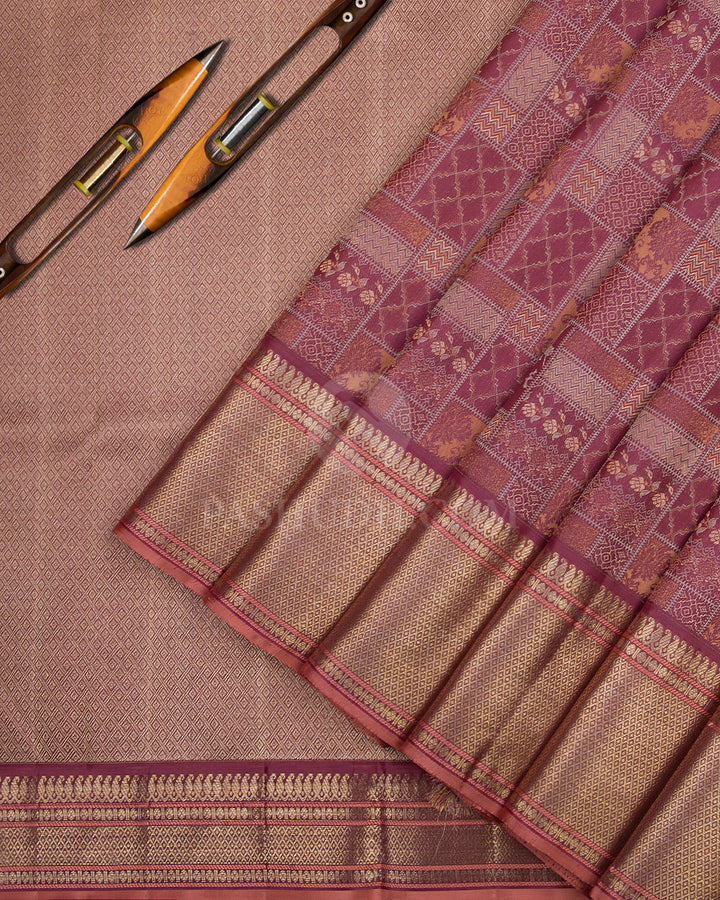 Mauve Kanjivaram Silk Saree - DJ170 - View 2