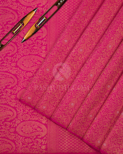 Rani Pink Pure Zari Kanjivaram Silk Saree - S647 - View 2