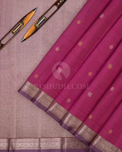 Pink and Lavender Kanjivaram Silk Saree - S654 - View 2