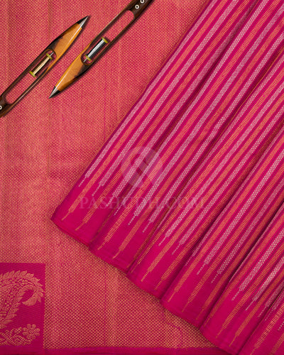 Bright Pink  Kanjivaram Silk Saree - S674 -View 2