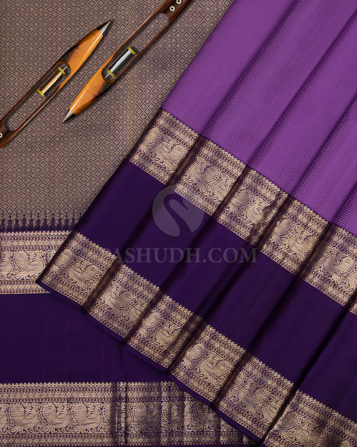 Deep Lavender Kanjivaram Silk Saree - D403 - View 2