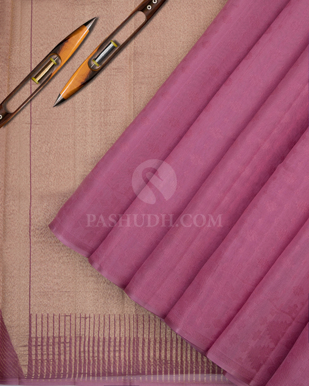 Mauve Organza - Kanjivaram Silk Saree - DJ177 - View 2