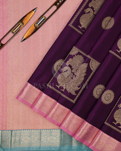 Purple Pure Zari Kanjivaram Silk Saree -  S645 - View 2