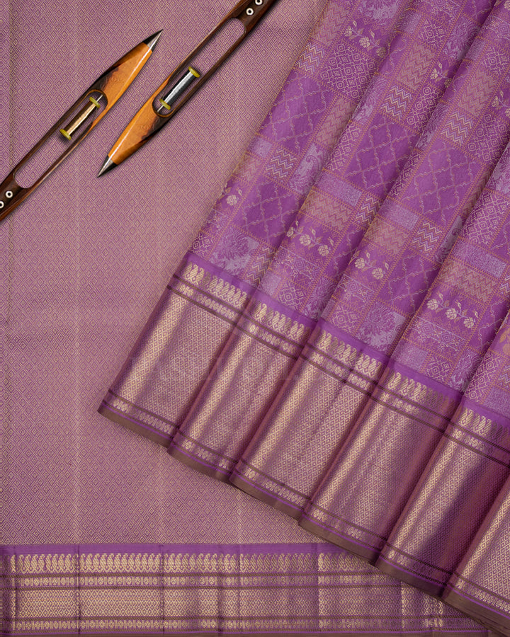 Lavender Kanjivaram Silk Saree - DJ143 - View 2